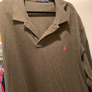 Olive Long Sleeved Polo- 3XB
